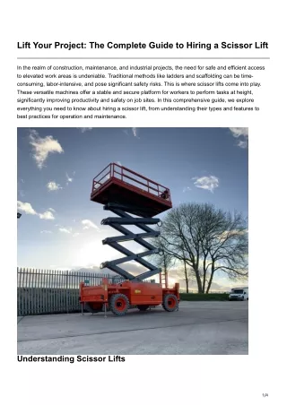 Lift Your Project The Complete Guide to Hiring a Scissor Lift