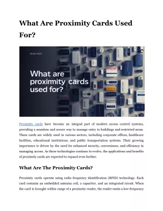What Are Proximity Cards Used For_