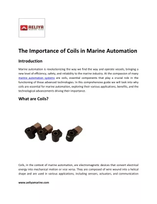 The Importance of Coils in Marine Automation