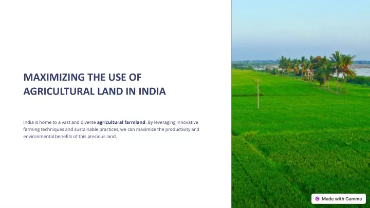 maximizing the use of agricultural land in india