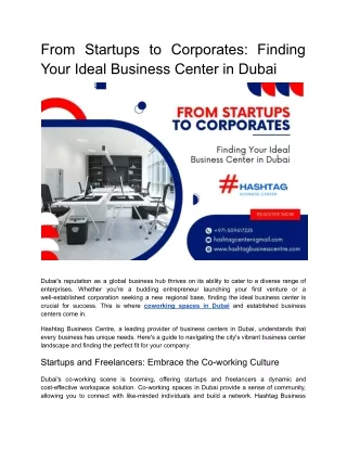 From Startups to Corporates_ Finding Your Ideal Business Center in Dubai