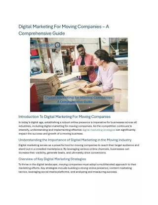 Digital Marketing For Moving Companies – A Comprehensive Guide