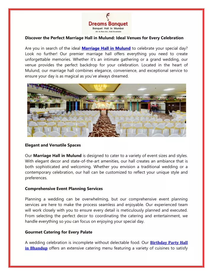 discover the perfect marriage hall in mulund