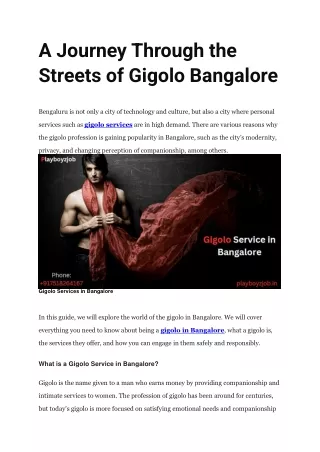 Premium Gigolo Services in Bangalore