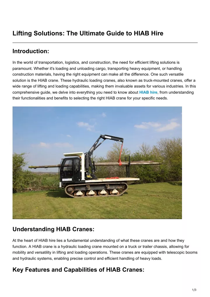 lifting solutions the ultimate guide to hiab hire