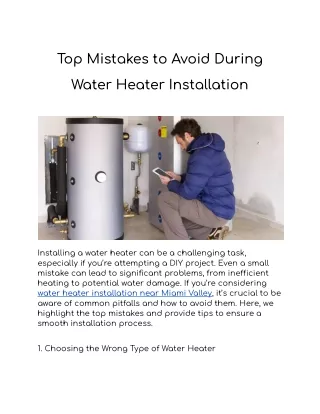 Top Mistakes to Avoid During Water Heater Installation