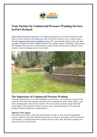 Your Partner In Commercial Pressure Washing Services In Port Orchard