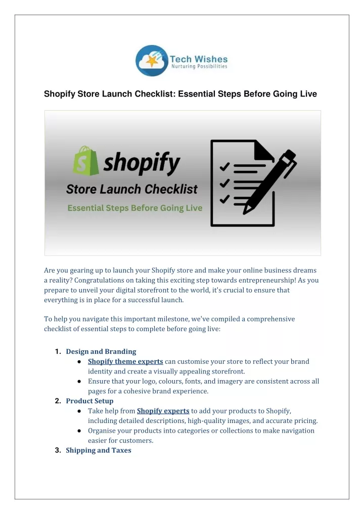 PPT - Shopify Store Launch Checklist: Essential Steps Before Going Live ...