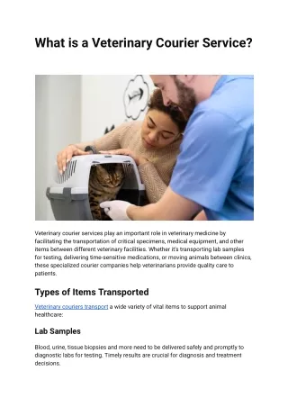 What is a Veterinary Courier Service