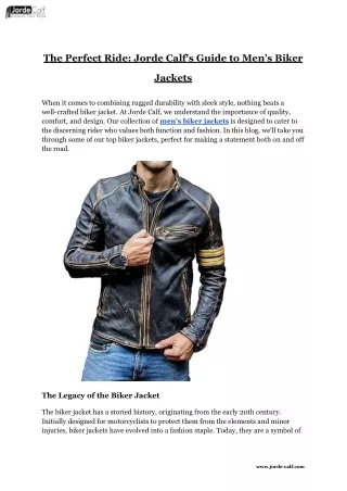The Perfect Ride_ Jorde Calf's Guide to Men’s Biker Jackets
