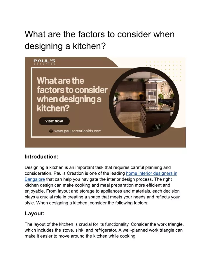 what are the factors to consider when designing