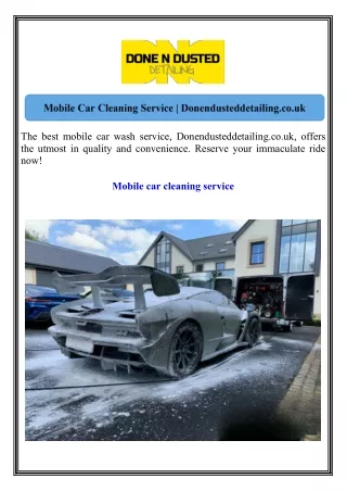 Mobile Car Cleaning Service Donendusteddetailing.co.uk