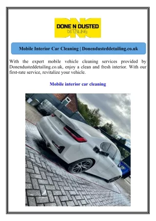 Mobile Interior Car Cleaning Donendusteddetailing.co.uk