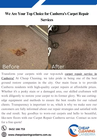 We Are Your Top Choice for Canberra's Carpet Repair Services