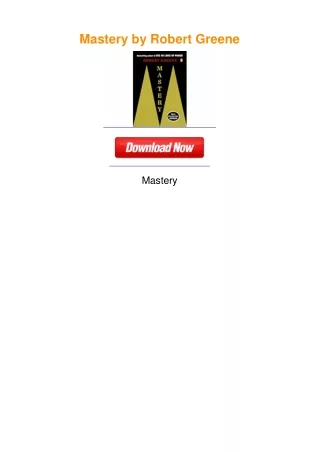 Mastery by Robert Greene