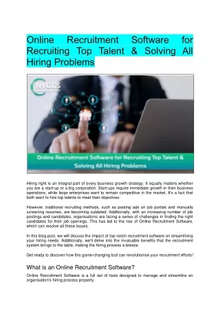 Online Recruitment Software for Recruiting Top Talent & Solving All Hiring Problems