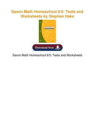 Saxon Math Homeschool 6/5: Tests and Worksheets by Stephen Hake