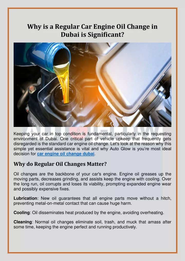 why is a regular car engine oil change in dubai