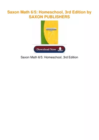 Saxon Math 6/5: Homeschool, 3rd Edition by SAXON PUBLISHERS
