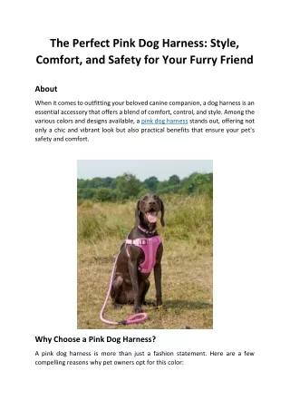 The Perfect Pink Dog Harness Style, Comfort, and Safety for Your Furry Friend