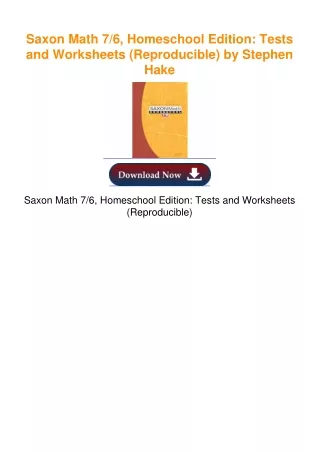 Saxon Math 7/6, Homeschool Edition: Tests and Worksheets (Reproducible)