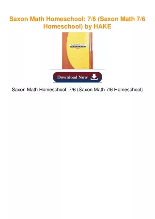 Saxon Math Homeschool: 7/6 (Saxon Math 7/6 Homeschool) by HAKE
