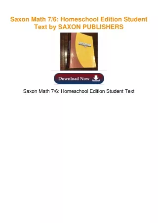 Saxon Math 7/6: Homeschool Edition Student Text by SAXON PUBLISHERS