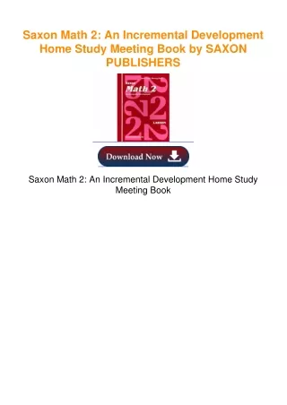 Saxon Math 2: An Incremental Development Home Study Meeting Book by SAXON