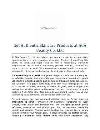 Get Authentic Skincare Products at ACA Beauty Co. LLC