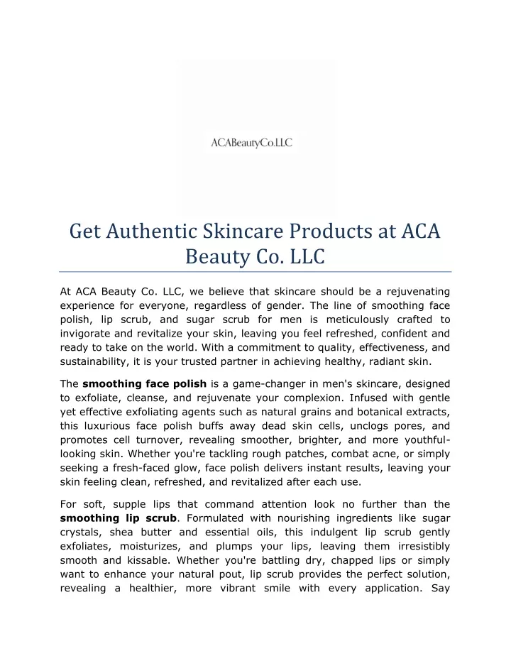 get authentic skincare products at aca beauty