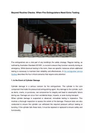 Beyond Routine Checks When Fire Extinguishers Need Extra Testing