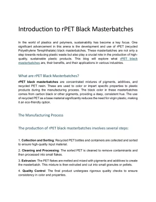 Introduction to rPET Black Masterbatches (1)
