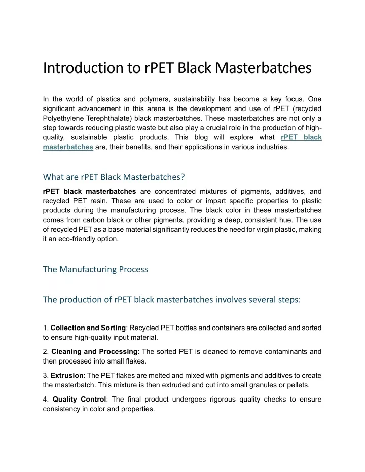 introduction to rpet black masterbatches