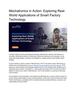 Mechatronics in Action: Exploring Real-World Applications of Smart Factory Technology