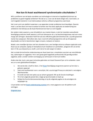 Hoe kan ik Avast wachtwoord synchronisatie uitschakelen