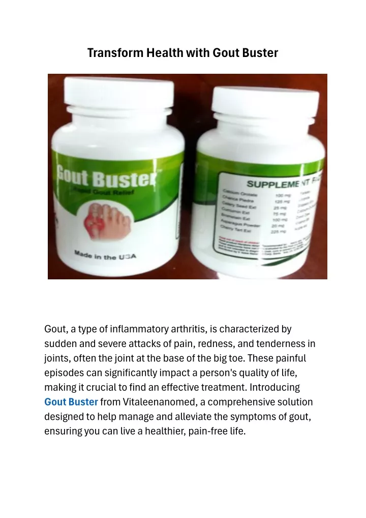 transform health with gout buster