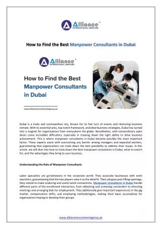 How to Find the Best Manpower Consultants in Dubai
