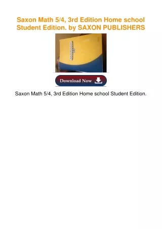 Saxon Math 5/4, 3rd Edition Home school Student Edition. by SAXON