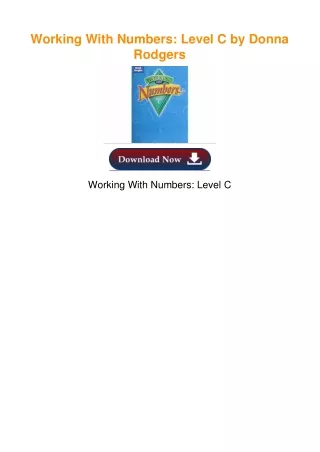 Working With Numbers: Level C by Donna Rodgers