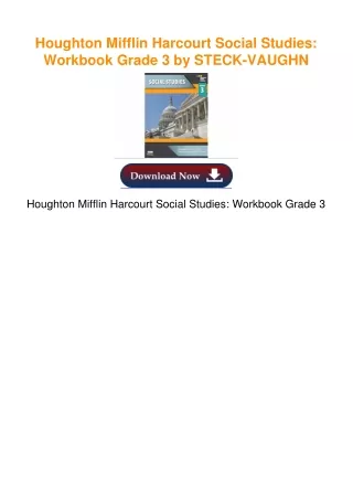 Houghton Mifflin Harcourt Social Studies: Workbook Grade 3 by STECK-VAUGHN