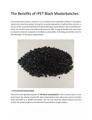 The Benefits of rPET Black Masterbatches