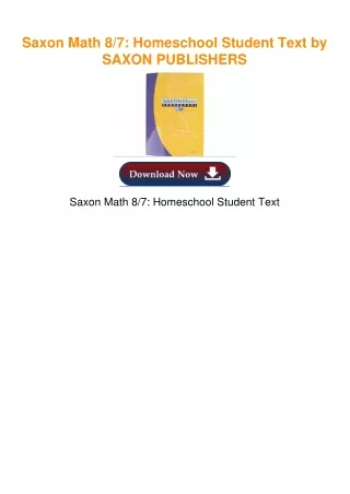 Saxon Math 8/7: Homeschool Student Text by SAXON PUBLISHERS