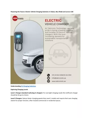 EV Charging Solutions in Dubai, Abu Dhabi, and the Rest of the UAE