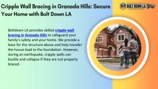 Protect Your House With Cripple Wall Bracing In Granada Hills At Bolt Down LA