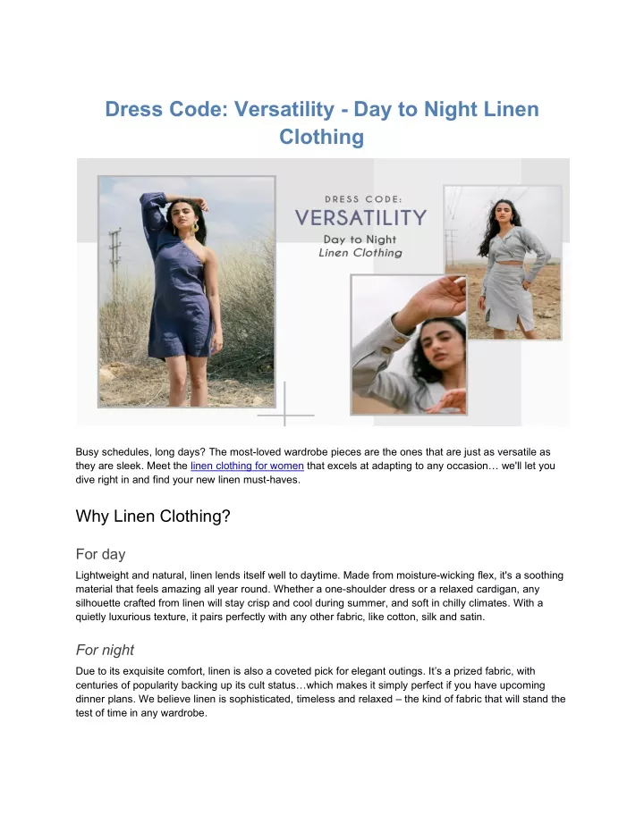 dress code versatility day to night linen clothing