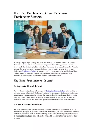 Hire Top Freelancers Online: Premium Freelancing Services