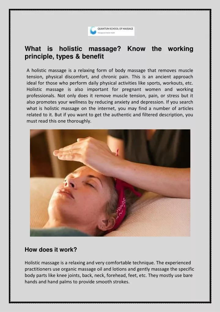 what is holistic massage know the working