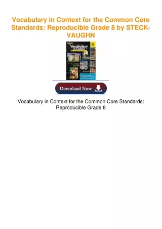 Vocabulary in Context for the Common Core Standards: Reproducible Grade 8