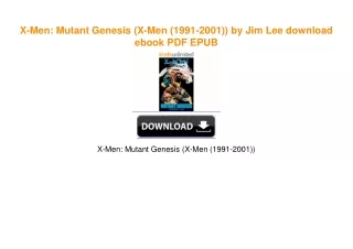 X-Men: Mutant Genesis (X-Men (1991-2001)) by Jim Lee download ebook PDF EPUB