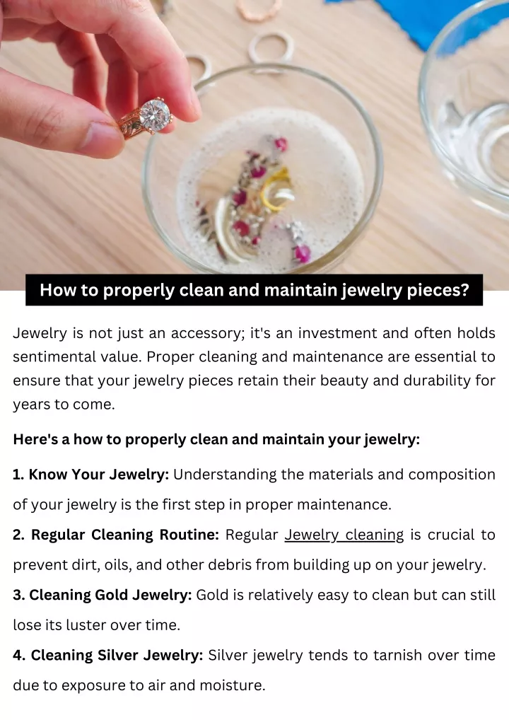 how to properly clean and maintain jewelry pieces